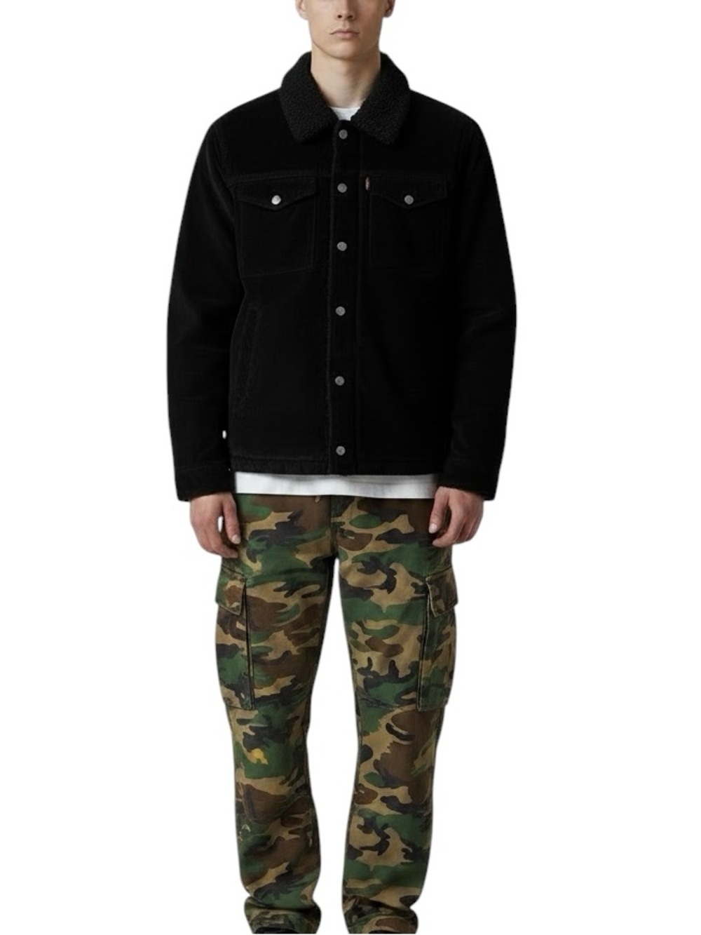 ⚡️SOLD⚡️Levi's Black Sherpa Corduroy Jean Jacket Bomber Coat
